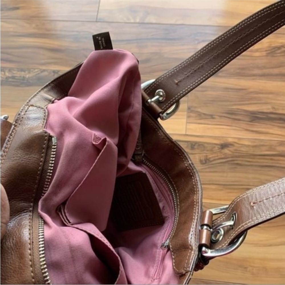Coach Brown and Cream SoHo Leather Tote Bag - Picture 10 of 11